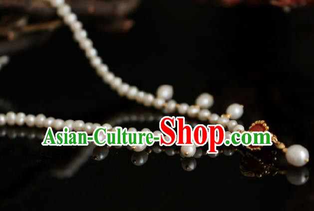 Chinese Traditional Ming Dynasty Pearls Necklace Handmade Ancient Princess Jewelry Accessories for Women