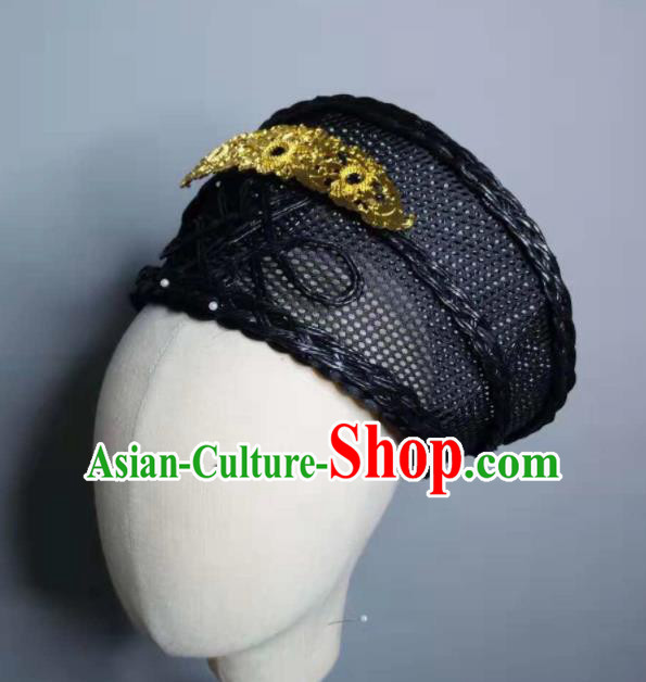 Chinese Handmade Qing Dynasty Manchu Golden Hairpins Hat Ancient Imperial Consort Hair Accessories for Women