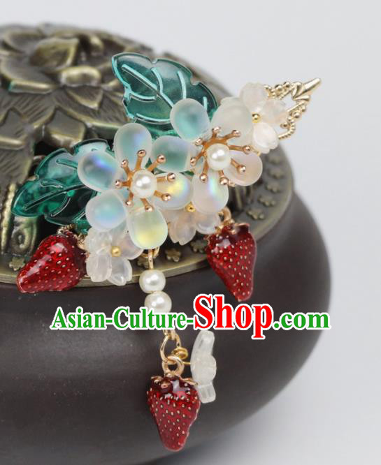 Chinese Handmade Ming Dynasty Princess Strawberry Hair Claws Hairpins Ancient Hanfu Hair Accessories for Women