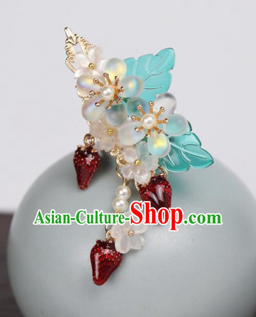 Chinese Handmade Ming Dynasty Princess Strawberry Hair Claws Hairpins Ancient Hanfu Hair Accessories for Women