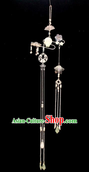 Chinese Traditional Ming Dynasty Shell Waist Pendant Handmade Ancient Swordsman Belt Tassel Accessories