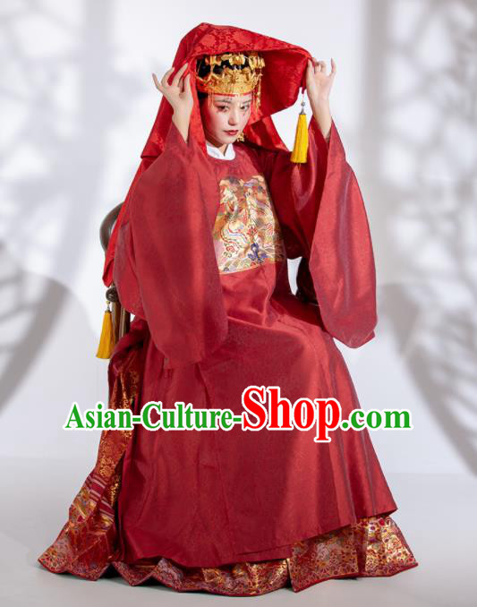 Traditional Chinese Ming Dynasty Wedding Red Dress Ancient Royal Empress Historical Costumes for Women