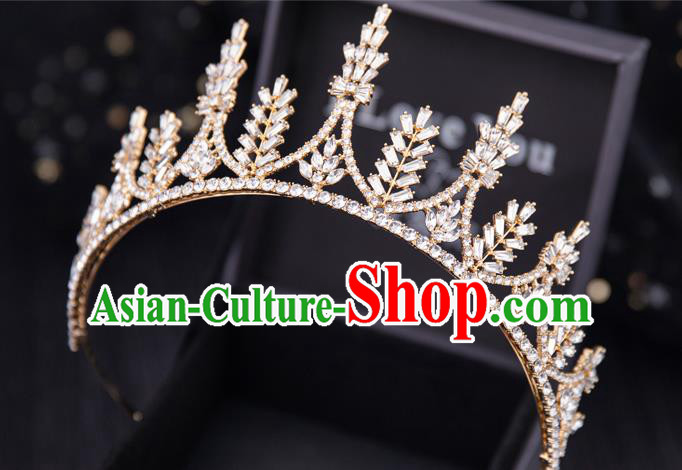 Top Handmade Wedding Bride Crystal Beads Royal Crown Baroque Princess Hair Accessories for Women