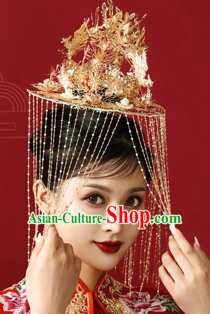 Traditional Chinese Wedding Luxury Phoenix Coronet Hairpins Handmade Ancient Bride Hair Accessories for Women