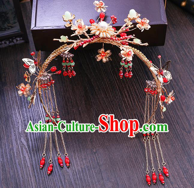 Traditional Chinese Wedding Golden Hair Clasp Hairpins Handmade Ancient Bride Hair Accessories for Women