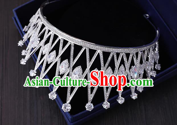 Top Handmade Wedding Bride Zircon Royal Crown Baroque Queen Hair Accessories for Women