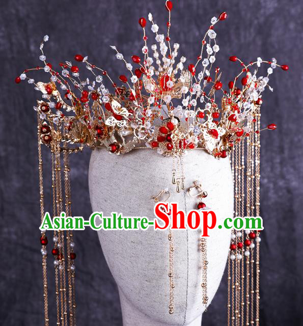 Traditional Chinese Handmade Beads Hair Crown Chaplet Hairpins Ancient Bride Hair Accessories for Women