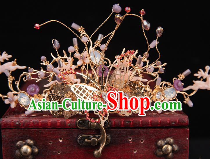 Traditional Chinese Handmade Butterfly Hair Comb Hairpins Ancient Bride Hair Accessories for Women