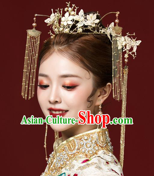 Traditional Chinese Handmade Butterfly Chaplet Hair Crown Hairpins Ancient Bride Hair Accessories for Women