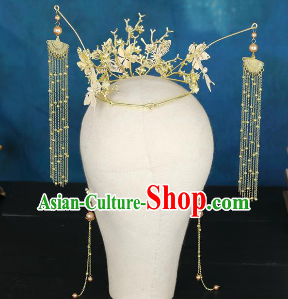 Traditional Chinese Handmade Butterfly Chaplet Hair Crown Hairpins Ancient Bride Hair Accessories for Women