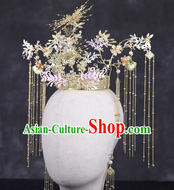 Traditional Chinese Handmade Chaplet Hair Crown Hairpins Ancient Bride Hair Accessories for Women