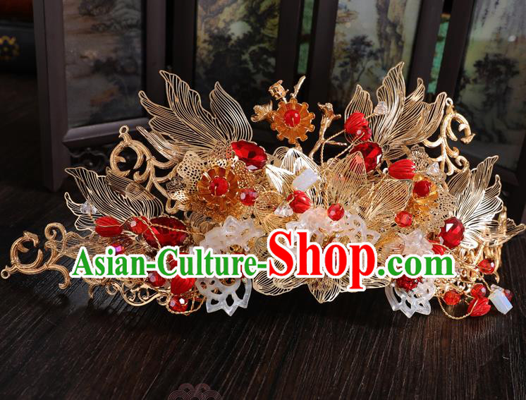 Traditional Handmade Chinese Shell Lotus Chaplet Hair Crown Hairpins Ancient Bride Hair Accessories for Women
