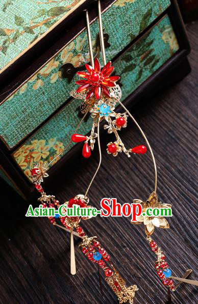 Traditional Handmade Chinese Tassel Hair Clips Hairpins Ancient Bride Hair Accessories for Women