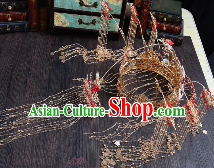 Traditional Handmade Chinese Wedding Butterfly Coronet Hairpins Ancient Bride Hair Accessories for Women