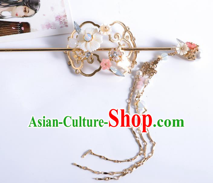 Traditional Handmade Chinese Wedding Shell Flower Hair Crown Hairpins Ancient Bride Hair Accessories for Women