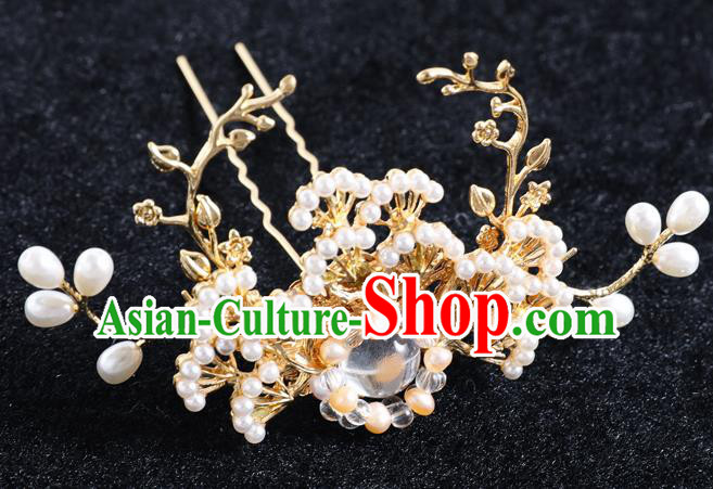 Traditional Handmade Chinese Wedding Pine Hairpins Ancient Bride Hair Accessories for Women