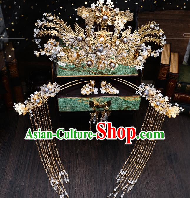 Traditional Handmade Chinese Wedding Phoenix Hair Comb Hairpins Ancient Bride Hair Accessories for Women