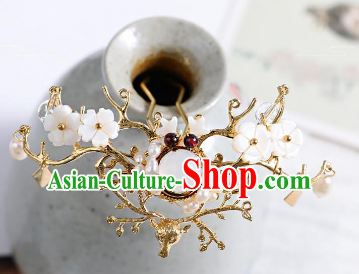 Chinese Traditional Wedding Hanfu Pearls Hairpins Handmade Ancient Bride Hair Accessories for Women