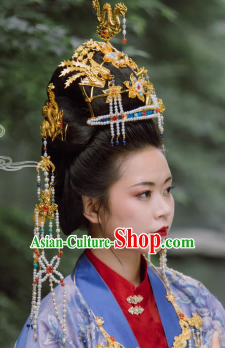 Traditional Chinese Ming Dynasty Empress Dragon Coronet Hairpins Handmade Ancient Queen Hair Accessories for Women