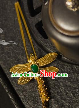 Chinese Traditional Tang Dynasty Court Jade Dragonfly Hairpins Handmade Ancient Royal Empress Hair Accessories for Women