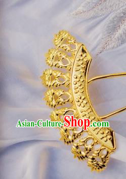 Chinese Traditional Song Dynasty Golden Hairpins Handmade Ancient Royal Empress Hair Accessories for Women