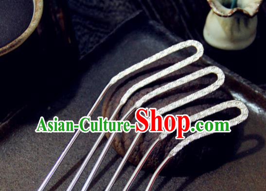 Chinese Traditional Tang Dynasty Princess Argent Carving Hairpins Handmade Ancient Royal Empress Hair Accessories for Women