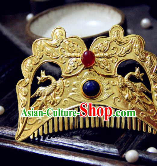 Chinese Traditional Tang Dynasty Phoenix Hair Comb Handmade Ancient Royal Empress Hair Accessories for Women