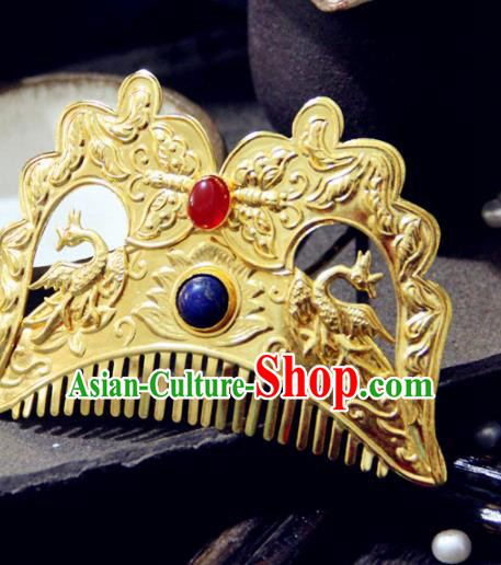 Chinese Traditional Tang Dynasty Phoenix Hair Comb Handmade Ancient Royal Empress Hair Accessories for Women