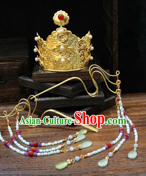 Traditional Chinese Ming Dynasty Princess Lotus Phoenix Coronet Hairpins Handmade Ancient Queen Hair Accessories for Women