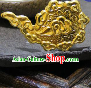 Chinese Traditional Ming Dynasty Golden Cloud Hairpins Handmade Ancient Royal Princess Hair Accessories for Women