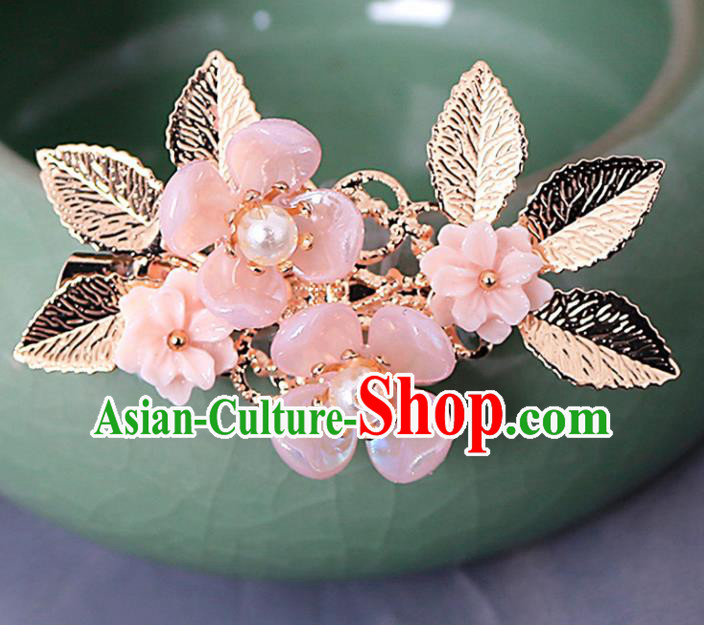Traditional Chinese Ming Dynasty Pink Plum Hair Claws Hairpins Handmade Ancient Princess Hair Accessories for Women