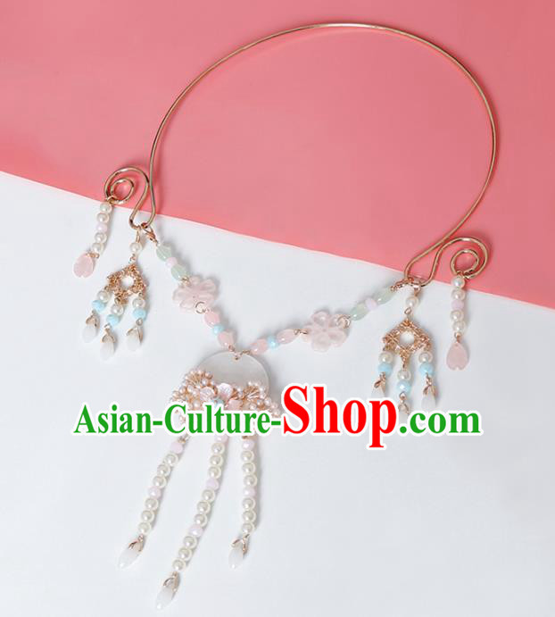 Chinese Traditional Handmade Hanfu Pine Necklace Ancient Princess Shell Necklet Accessories for Women