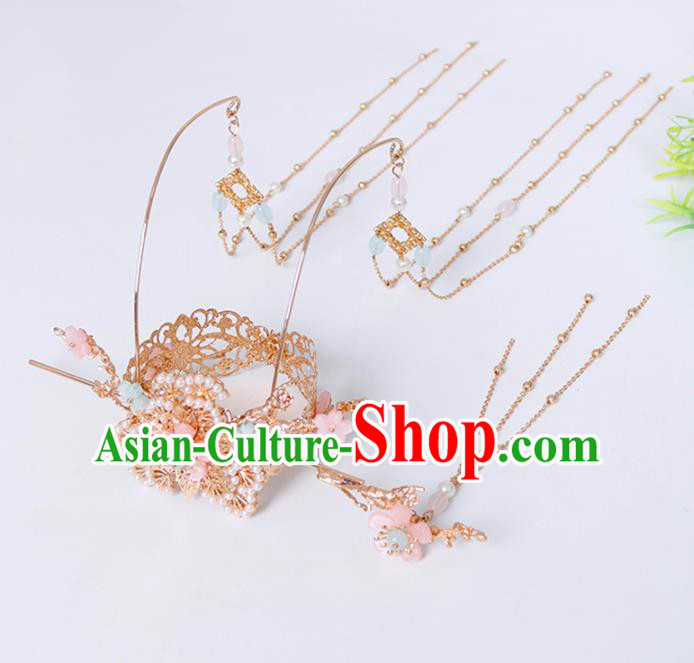 Traditional Chinese Hanfu Pine Hair Crown Hairpin Handmade Ancient Princess Hair Accessories for Women