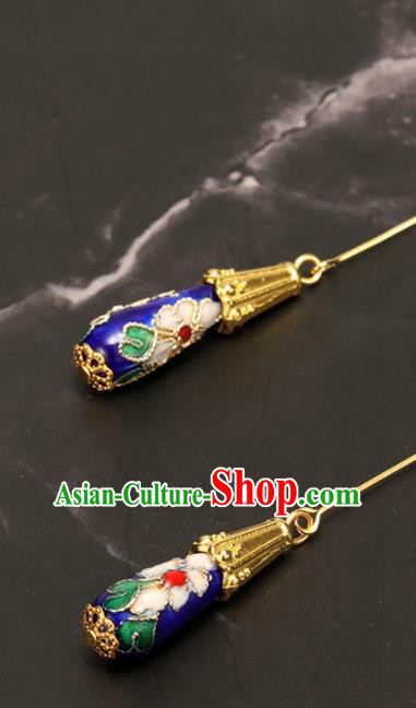 Chinese Traditional Handmade Hanfu Cloisonne Earrings Ancient Princess Ear Accessories for Women