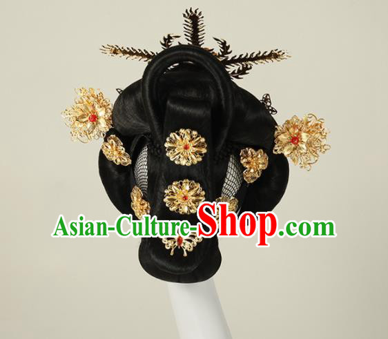 Traditional Chinese Da Tang Dynasty Tumbler Hair Crown Hairpin Handmade Ancient Princess Hair Accessories for Women