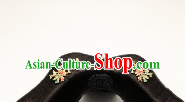 Traditional Chinese Qing Dynasty Wigs and Pink Butterfly Hairpins Handmade Ancient Imperial Consort Hair Accessories for Women