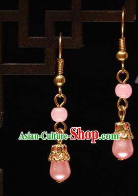 Chinese Traditional Hanfu Pink Earrings Ancient Fairy Ear Accessories for Women