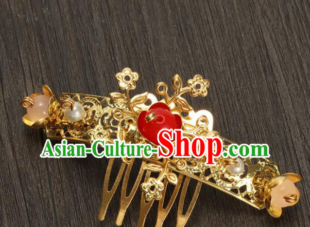 Traditional Chinese Hanfu Golden Hair Combs Handmade Ancient Princess Hair Accessories for Women