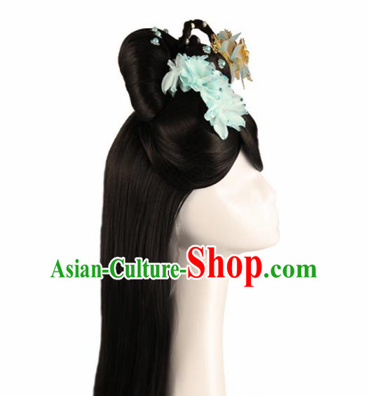 Traditional Chinese Song Dynasty Princess Wigs and Hairpins Ancient Fairy Hair Accessories for Women