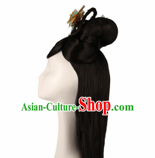 Traditional Chinese Song Dynasty Princess Wigs and Hairpins Ancient Fairy Hair Accessories for Women