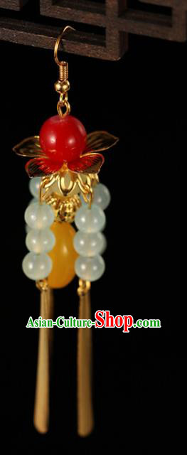 Traditional Chinese Hanfu Yellow Earrings Handmade Ancient Princess Ear Accessories for Women
