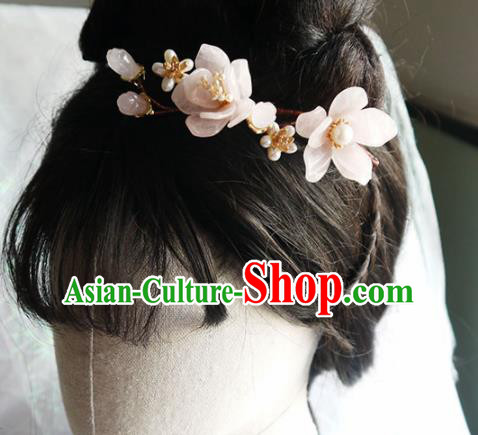 Traditional Chinese Hanfu Pink Magnolia Hair Comb Handmade Ancient Princess Hair Accessories for Women