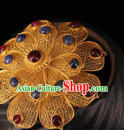 Chinese Traditional Ming Dynasty Queen Flower Hairpin Hairpins Ancient Empress Hair Accessories for Women