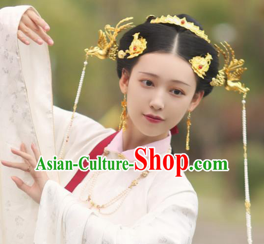 Traditional Chinese Ming Dynasty Princess Hair Crown and Phoenix Hairpins Ancient Court Queen Hair Accessories for Women