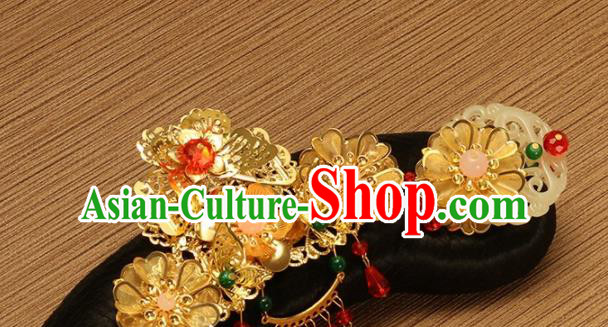 Traditional Chinese Qing Dynasty Imperial Consort Wigs and Hairpins Ancient Court Lady Hair Accessories for Women