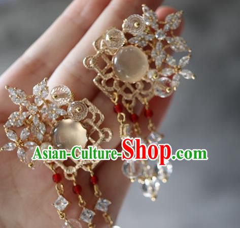 Traditional Chinese Ming Dynasty Princess Quartz Hairpins Ancient Court Queen Hair Accessories for Women