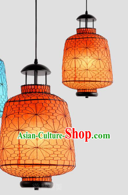 Chinese Traditional Iron Orange Hanging Lantern Handmade Lamp Palace Lanterns