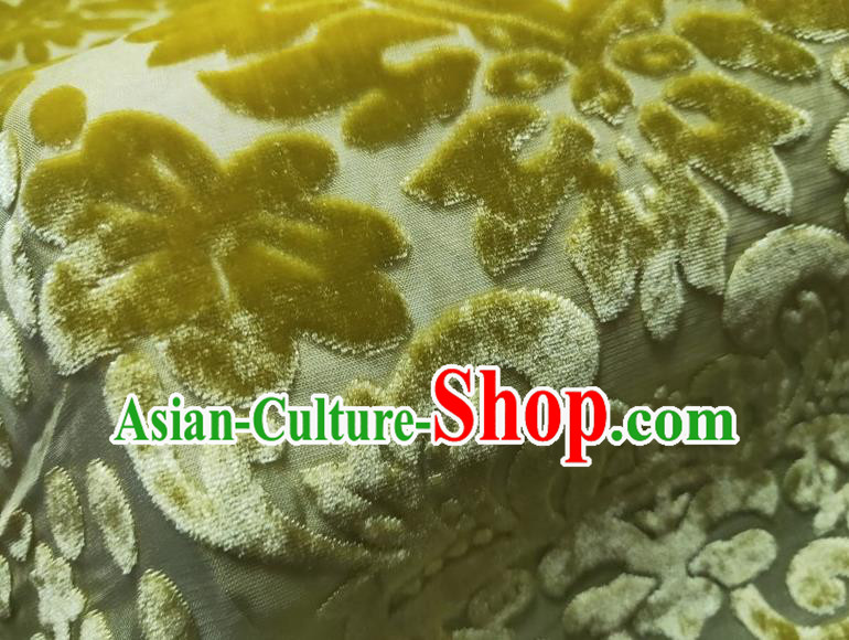 Chinese Traditional Jacquard Green Velvet Fabric Mulberry Silk Fabric Hanfu Dress Material
