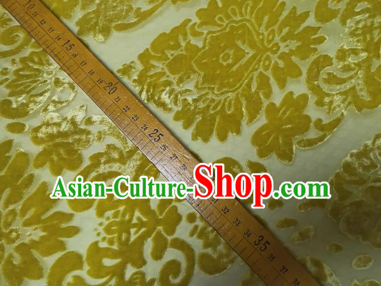 Chinese Traditional Jacquard Green Velvet Fabric Mulberry Silk Fabric Hanfu Dress Material