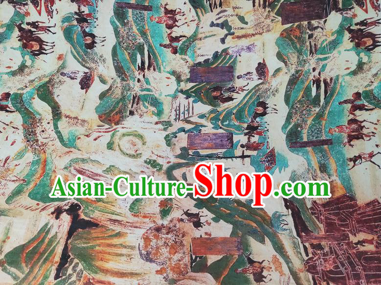 Chinese Traditional Wall Painting Pattern Silk Fabric Mulberry Silk Fabric Hanfu Dress Material